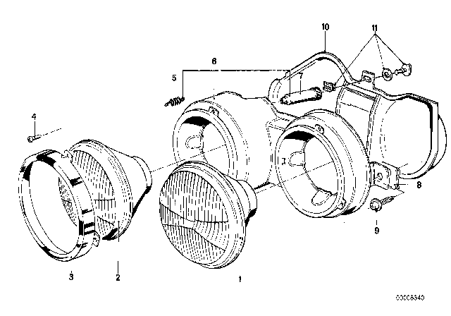 1983 BMW 633CSi Covering Left Diagram for 51711902701