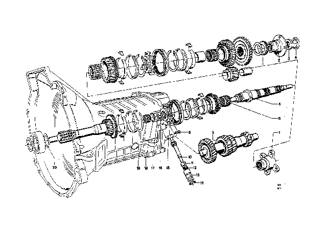 1969 BMW 2000 Gear Wheel Set, Single Parts (Getrag 242) Diagram