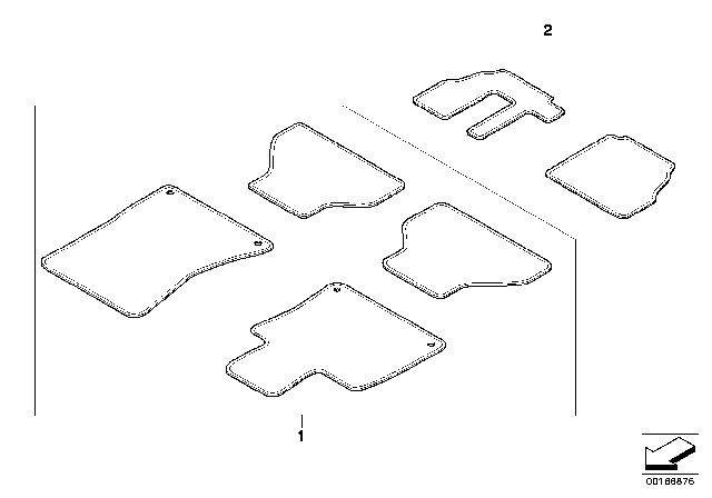 2008 BMW X6 Floor Mats Diagram 4