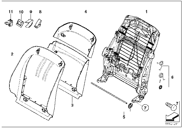 2012 BMW X5 Seat, Front, Backrest Frame Diagram