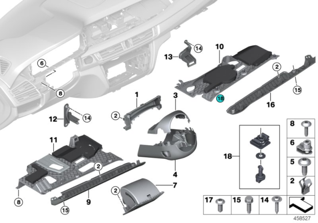2015 BMW X5 Mounting Parts, Instrument Panel Diagram 1