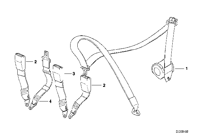 1995 BMW 318ti Safety Belt Rear Diagram