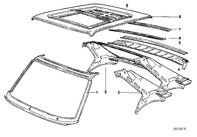 1988 BMW 528e Roof Diagram