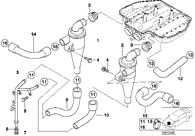 2001 BMW M5 Crankcase - Ventilation Diagram