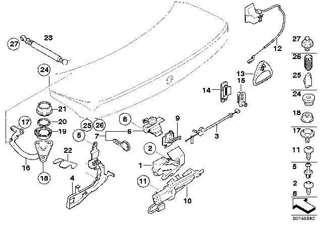 2004 BMW 760Li Trunk Lid Lock Diagram for 51247197081