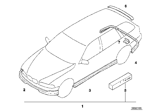 2000 BMW 528i Aerodynamics Package Diagram for 51190139589