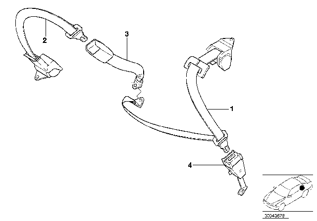 2001 BMW 750iL Rear Center Upper Seat Belt Diagram for 72118208845