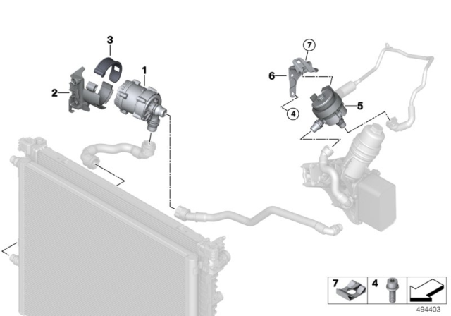 2019 BMW 540i xDrive Electric Water Pump / Mounting Diagram