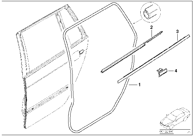 2003 BMW 325xi Outer Weatherstrip, Left Diagram for 51348194773