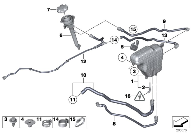 2012 BMW 760Li Expansion Tank / Tubing Diagram