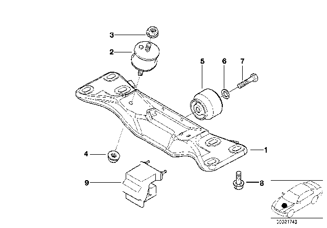 2000 BMW 540i Stop Buffer Diagram for 22311095672