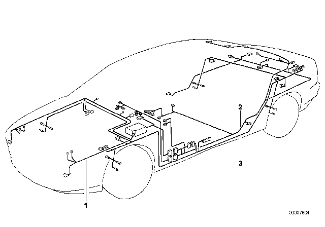 1997 BMW 840Ci Cable Harness Sector Rear Diagram for 61118369757