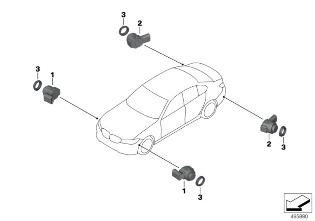 2020 BMW 330i Ultrasonic Sensor Pma Diagram