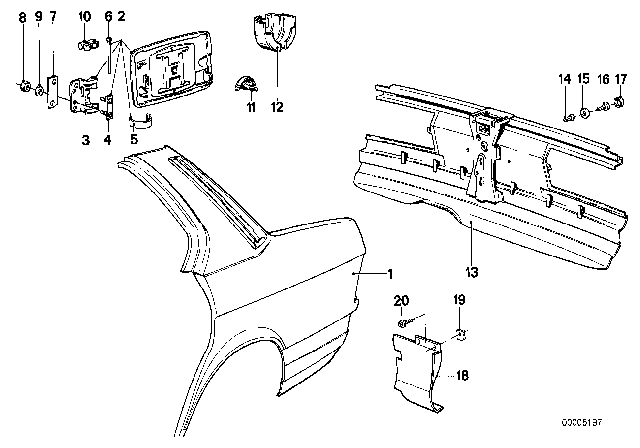 1987 BMW 535i Side Panel / Tail Trim Diagram