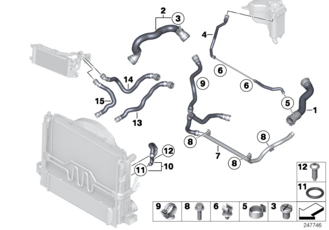 2015 BMW X1 Radiator Coolant Hose Diagram for 17127620392