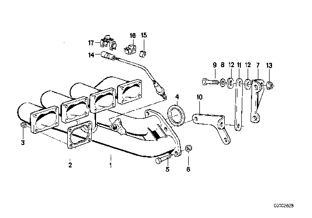 1991 BMW M3 Exhaust Manifold Diagram for 11621308805