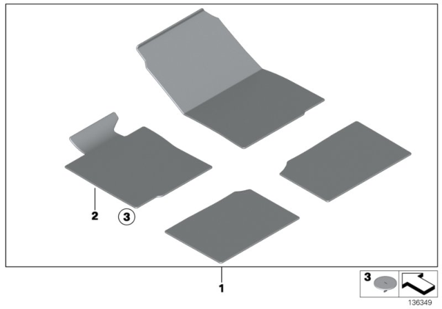 2010 BMW 328i Floor Mats Velours Diagram