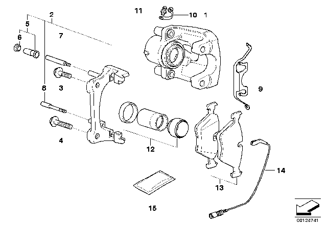 2006 BMW 650i Front Wheel Brake, Brake Pad Sensor Diagram