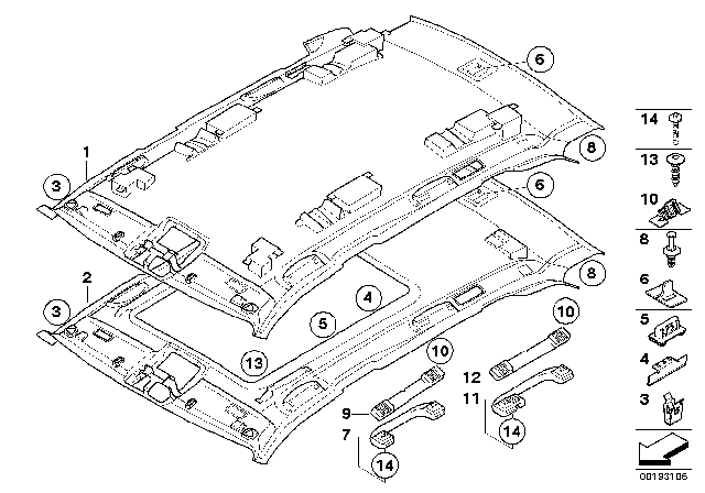 2008 BMW X5 Headlining Diagram