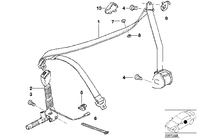 1999 BMW Z3 M Seatbelts Diagram