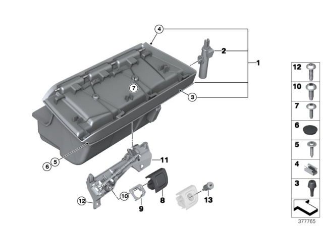 2018 BMW i3 Glove Box Locking Mechanism Diagram for 51169302869