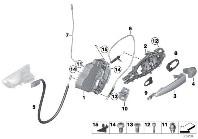 2015 BMW 428i xDrive Gran Coupe Bowden Cable, Outside Door Handle, Rear Diagram for 51227291413