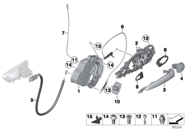 2014 BMW 328i GT Operating Rod, Door Rear Right Diagram for 51227291416