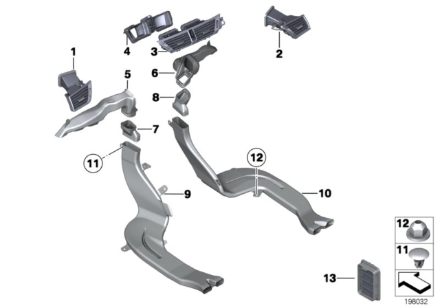 2013 BMW X1 Left Floor Heater Duct Diagram for 64229227658