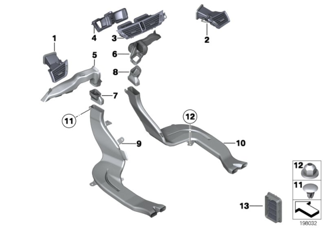 2013 BMW X1 Fresh Air Grille, Left Diagram for 64229258362