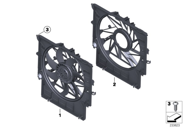 2015 BMW X3 Fan Housing, Mounting Parts Diagram