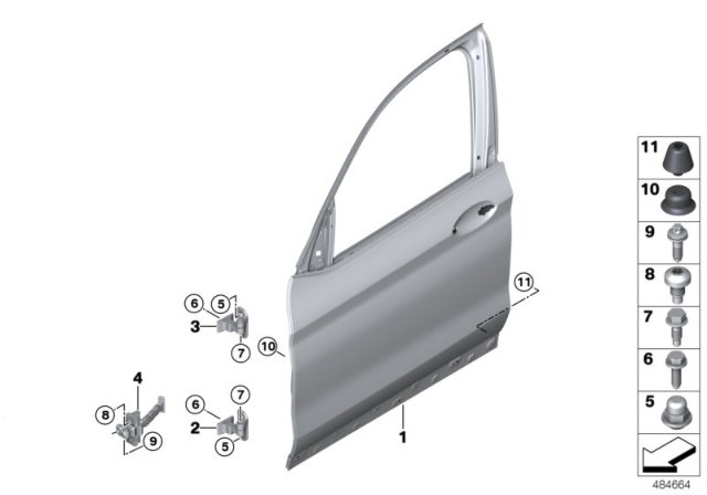 2020 BMW X3 Front Door - Hinge / Door Brake Diagram
