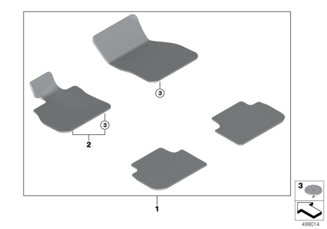 2020 BMW 228i xDrive Gran Coupe Floor Mats Velours Diagram