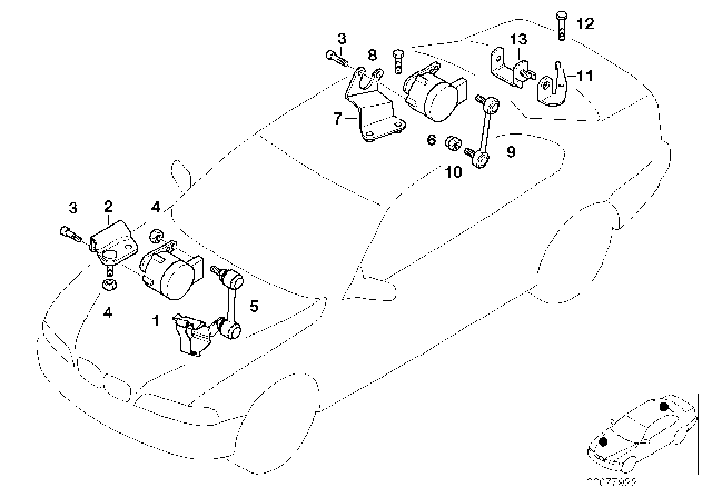 2001 BMW M3 Headlight Vertical Aim Control Sensor Diagram