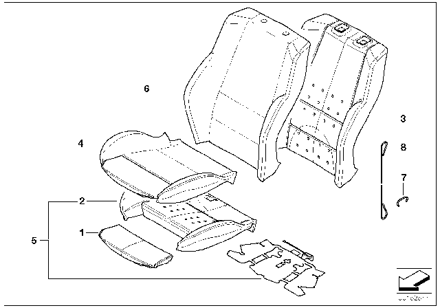 2007 BMW X3 Seat, Front, Cushion & Cover Diagram 1