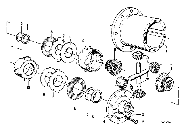 1980 BMW 320i Limited Slip Differential Unit 25% - Single Parts Diagram