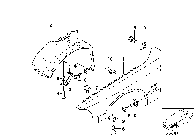 2001 BMW 540i Side Panel, Front Diagram