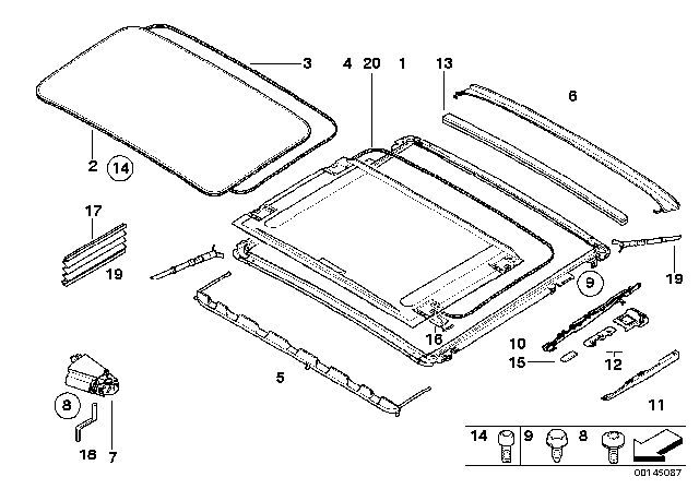 2011 BMW 328i xDrive Slide Lifting Roof-Cover / Ceiling Frame Diagram