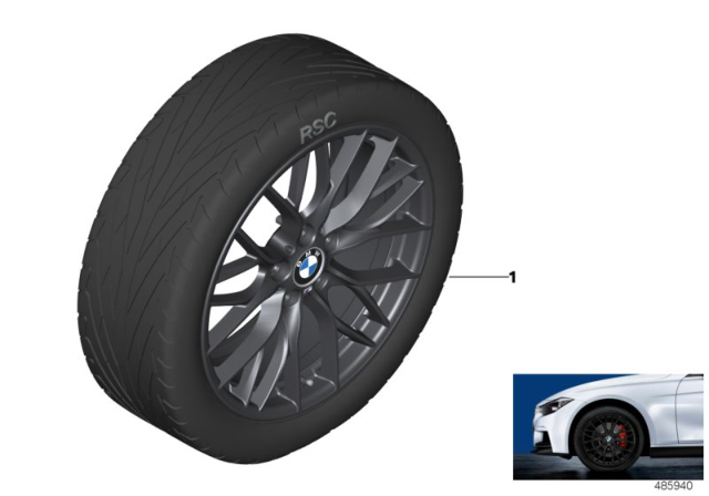 2018 BMW 320i Sedan(F30) BMW LA Wheel M Performance Double Spoke Diagram 3