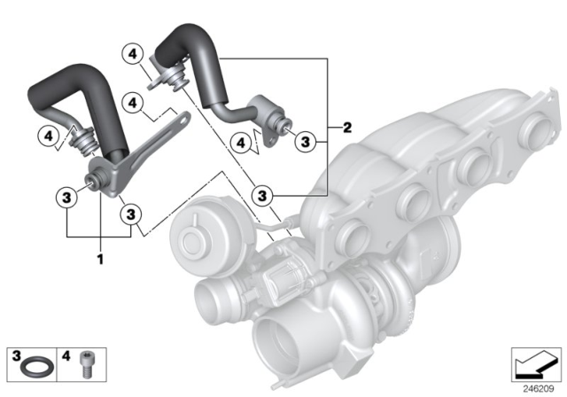 2015 BMW 328i xDrive Cooling System, Turbocharger Diagram