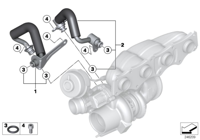 2016 BMW 228i xDrive Cooling System, Turbocharger Diagram