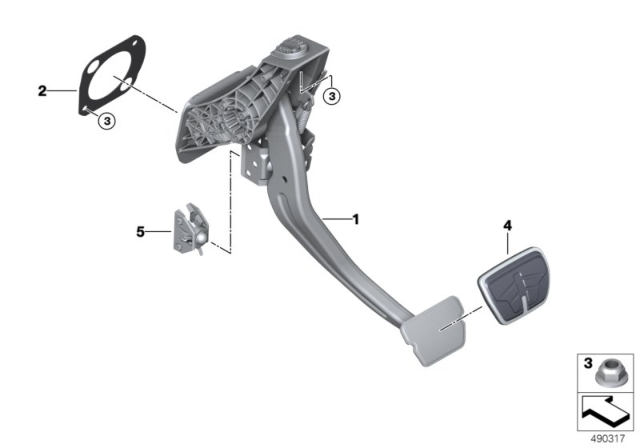 2019 BMW X5 Pedal Assembly, Automatic Transmission Diagram 2