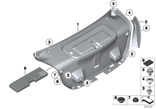 2013 BMW 528i Trim Panel, Rear Trunk / Trunk Lid Diagram 2