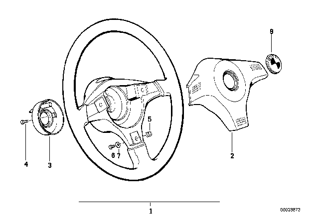 1994 BMW 850Ci Sports Steering Wheel Diagram 1