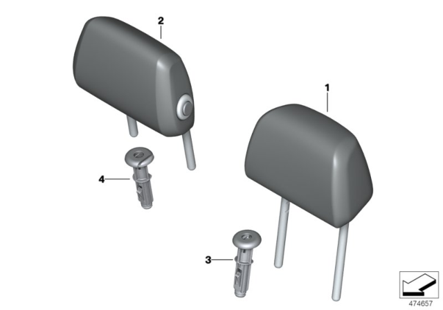 2020 BMW 530i Rear Seat Head Restraint Diagram