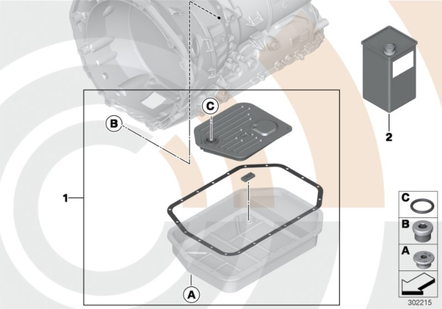 2000 BMW 540i Fluid Change Kit, Automatic Transmission Diagram