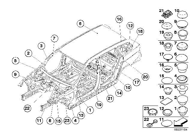 2011 BMW 328i Sealing Cap/Plug Diagram