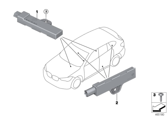 2017 BMW X1 Single Parts, Aerial, Comfort Access Diagram