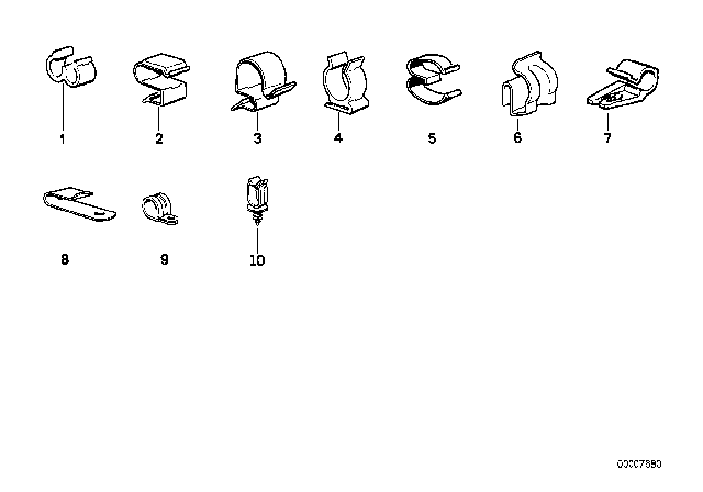 1991 BMW M5 Various Cable Clamps Diagram 2