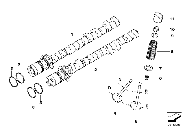 2009 BMW M3 Valve Timing Gear, Camshaft Diagram