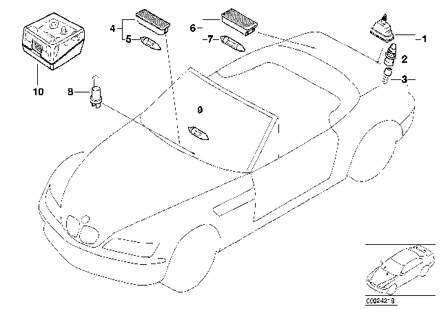 1999 BMW Z3 M Interior Light And Reading Light Diagram for 63311384811